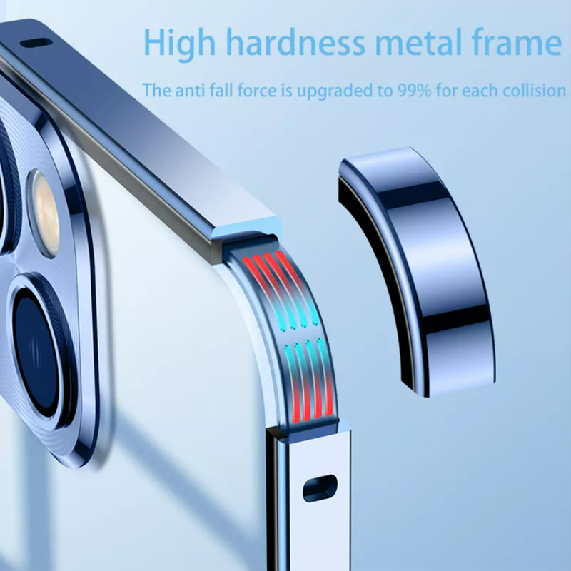 Funda protectora con candado de metal para iPhone 14 Series con protección de anillo de lente